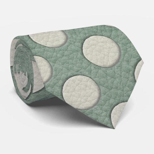 Witte poolpunten op bladleder afdrukken stropdas (Opgerold)