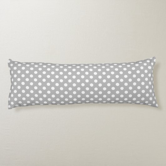 Witte poolpunten op de achtergrond van Chrome Grey Lichaamskussen (Achterkant)