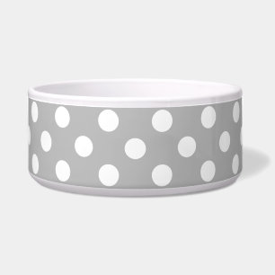 Witte poolpunten op de achtergrond van Chrome Grey Voerbakje
