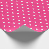 Witte poolpunten op Fuchsia-kleur Cadeaupapier (Hoek)