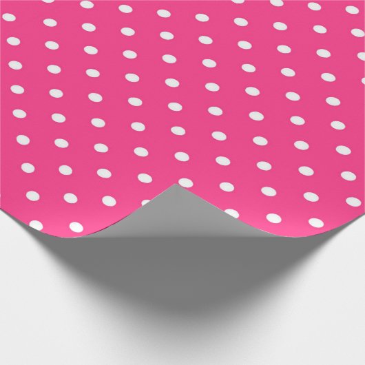 Witte poolpunten op Fuchsia-kleur Cadeaupapier (Hoek)