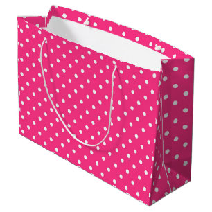 Witte poolpunten op Fuchsia-kleur Groot Cadeauzakje