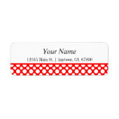 Witte poolpunten op het label Rode retour-adres (Voorkant)