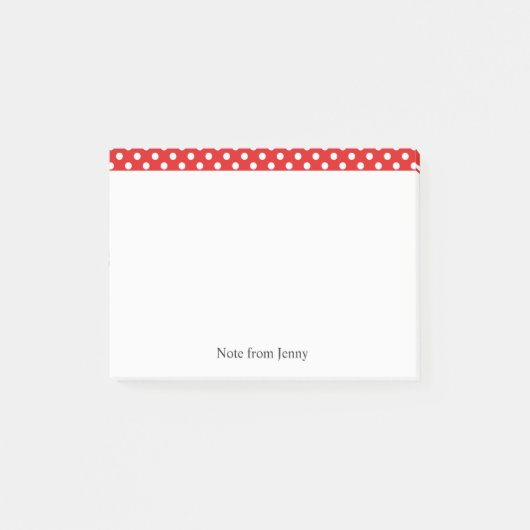 Witte poolpunten op rode aangepaste tekst post-it® notes (Voorkant)