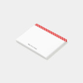 Witte poolpunten op rode aangepaste tekst post-it® notes (Schuin)