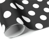 Witte poolpunten op zwarte achtergrond cadeaupapier (Rol Hoek)