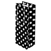 Witte poolpunten op zwarte achtergrond wijn cadeautas (Voorkant Gekanteld)