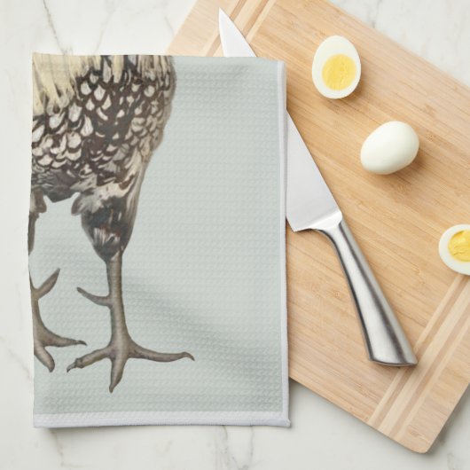 Witte Poolse Rooster ©TRFORSMAN Theedoek (Quarter Fold)