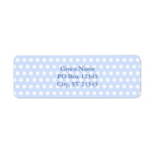 Witte poolstippen op babyblauw etiket (Voorkant)