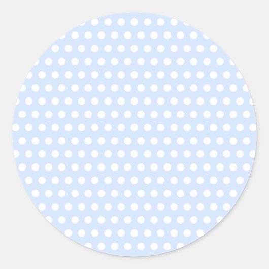 Witte poolstippen op babyblauw ronde sticker (Voorkant)