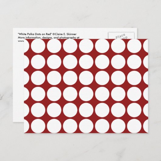 Witte poolstippen op rood briefkaart (Voorkant / Achterkant)