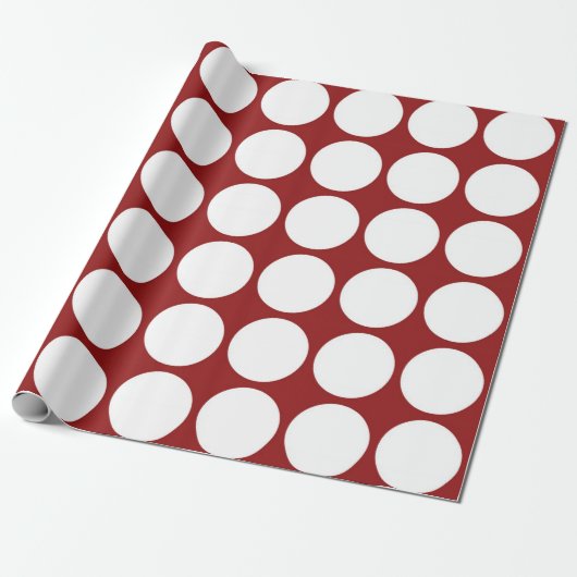 Witte poolstippen op rood cadeaupapier (Uitgerold)