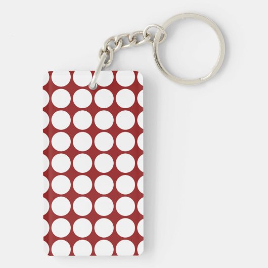 Witte poolstippen op rood sleutelhanger (achterkant)