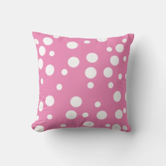 Witte poolstippen op roze omkeerbare Kussens (Voorkant)