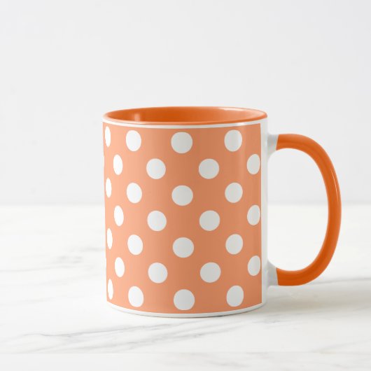 Witte poolstippen op Tangerine-Sinaasappel Mok (Rechts)