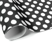 witte poolvlekken op zwart cadeaupapier (Rol Hoek)