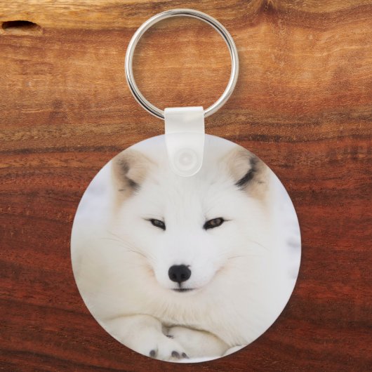 Witte poolvos in de sneeuw sleutelhanger (Voorkant)