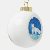 Witte poolvos in de winter keramische bal ornament (Links)