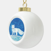 Witte poolvos in de winter keramische bal ornament (Rechts)