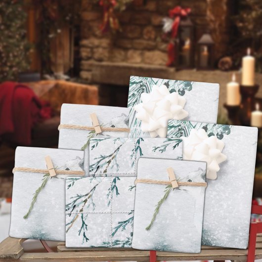 Witte poolvos in een blauwige wintersneeuw Storm Inpakpapier Vel