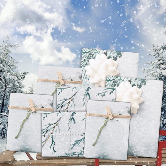 Witte poolvos in een blauwige wintersneeuw Storm Inpakpapier Vel