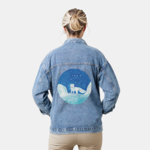 Witte poolvos (Vulpes lagopus) Illustratie Denim Jacket
