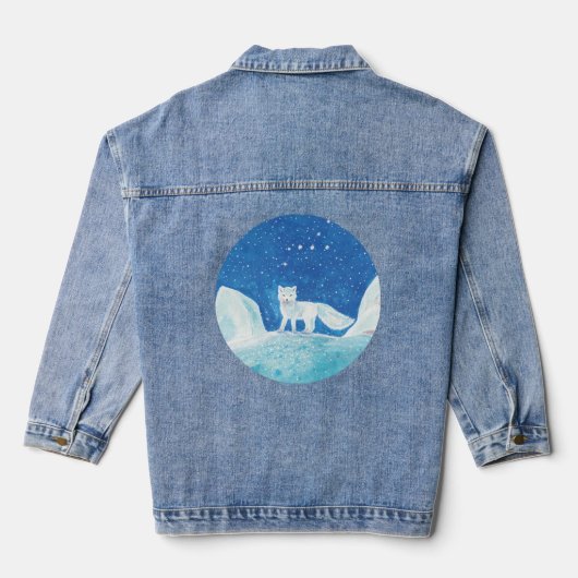Witte poolvos (Vulpes lagopus) Illustratie Denim Jacket (Achterkant)