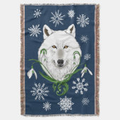 Witte Poolwolf Sneeuwklokje Bloemen Deken (Voorkant Verticaal)