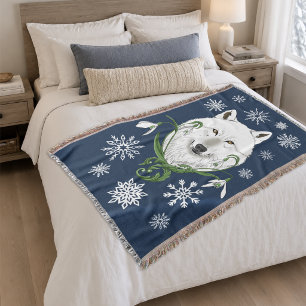 Witte Poolwolf Sneeuwklokje Bloemen Deken