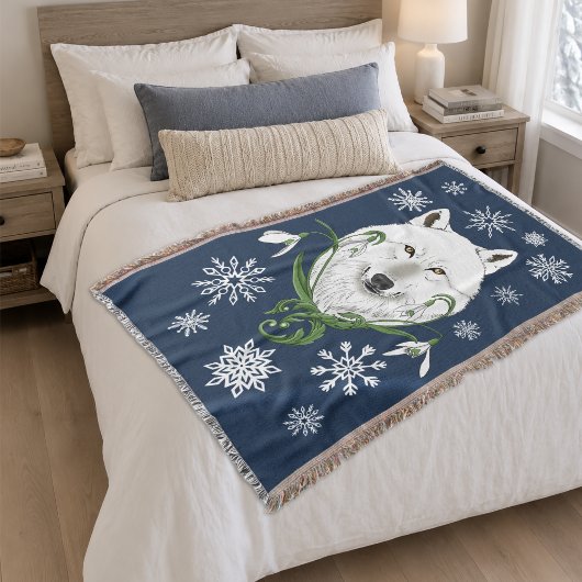 Witte Poolwolf Sneeuwklokje Bloemen Deken