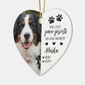 Witte Poot afdrukken op onze harten Pet Foto Keramisch Ornament (Links)