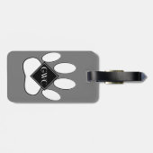 Witte Poot Print Aangepaste Monogram Grijs Bagagelabel (Achterkant horizontaal)