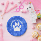 Witte Poot Print Aangepaste Tekst Blauwe Waterverf Papieren Bordje (Feest)