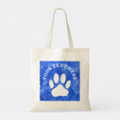 Witte Poot Print Aangepaste Tekst Blauwe Waterverf Tote Bag (Achterkant)
