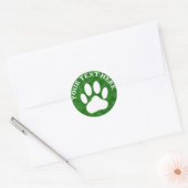 Witte Poot Print Aangepaste Tekst Groene Waterverf Ronde Sticker (Envelop)