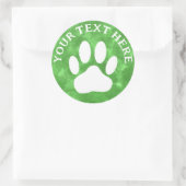 Witte Poot Print Aangepaste Tekst Groene Waterverf Ronde Sticker (Tas)