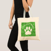 Witte Poot Print Aangepaste Tekst Groene Waterverf Tote Bag (Voorkant (product))