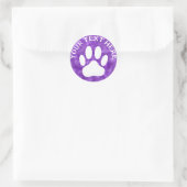 Witte Poot Print Aangepaste Tekst Paarse Waterverf Ronde Sticker (Tas)