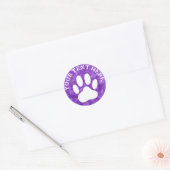 Witte Poot Print Aangepaste Tekst Paarse Waterverf Ronde Sticker (Envelop)