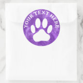 Witte Poot Print Aangepaste Tekst Paarse Waterverf Ronde Sticker (Tas)