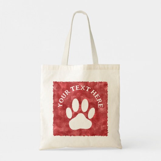 Witte Poot Print Aangepaste Tekst Rode Waterverf Tote Bag (Achterkant)