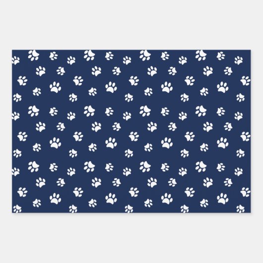 Witte Poot Prints Patroon op Rood Groen Blauw Inpakpapier Vel (Voorkant 3)