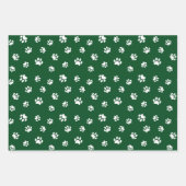 Witte Poot Prints Patroon op Rood Groen Blauw Inpakpapier Vel (Voorkant 2)
