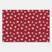 Witte Poot Prints Patroon op Rood Groen Blauw Inpakpapier Vel (Voorkant)