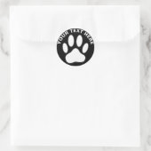 Witte Pootafdruk Aangepaste Tekst Huisdier Ronde Sticker (Tas)