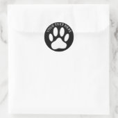 Witte Pootafdruk Bewerkbare Tekst Ronde Sticker (Tas)