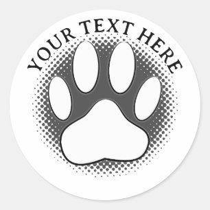 Witte Pootafdruk Bewerkbare Tekst Ronde Sticker