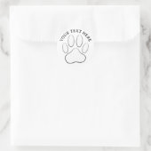 Witte Pootafdruk Bewerkbare Tekst Ronde Sticker (Tas)
