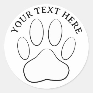 Witte Pootafdruk Bewerkbare Tekst Ronde Sticker