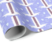 Witte pootafdruk op blauwe inpakpapier (Rol Hoek)